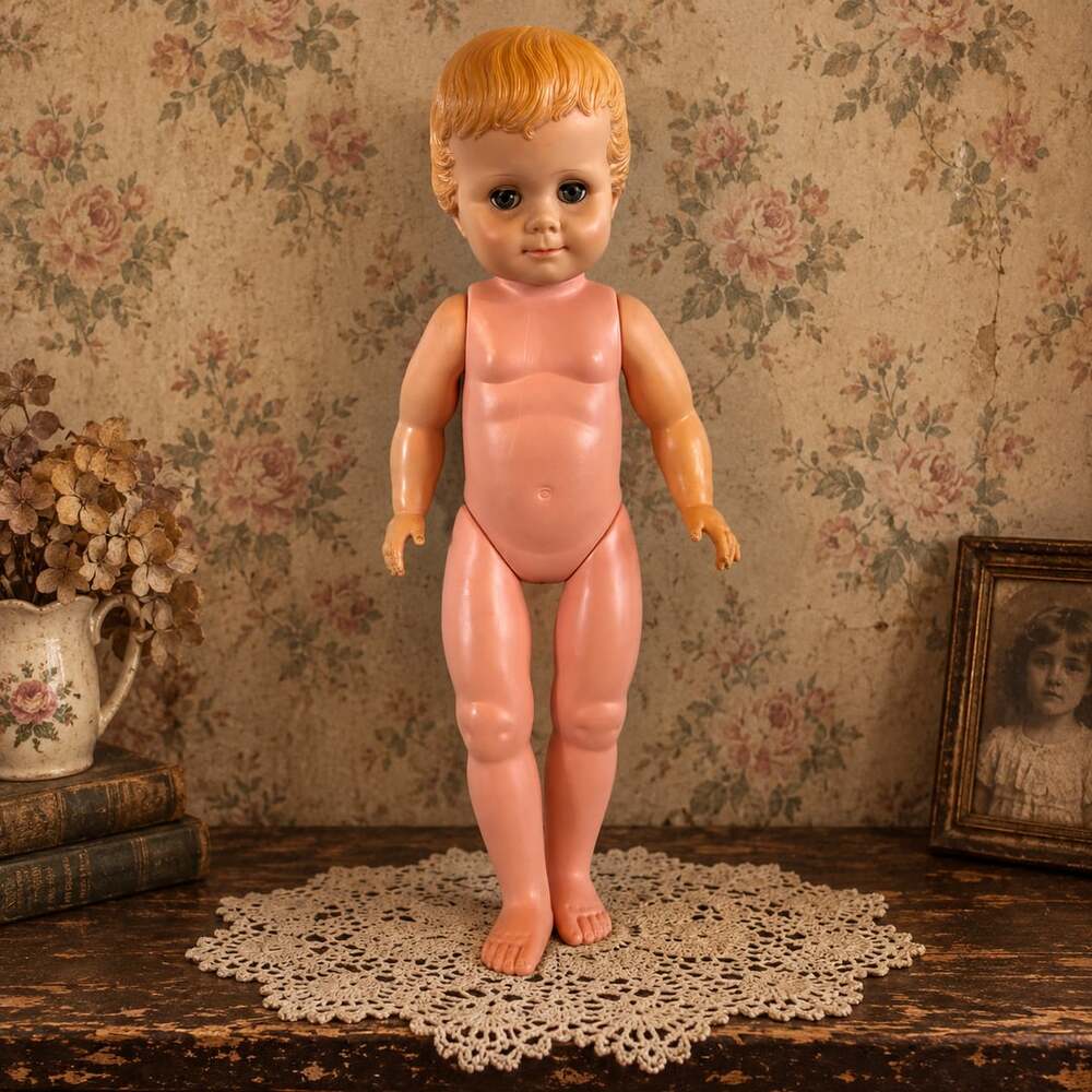 30” Vintage Molded Hair Sleepy Eyes Baby Doll